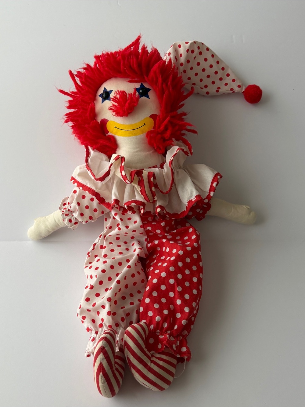 Red & White Polka Dot Clown Plush Toy - Playful Kids Stuffed Doll